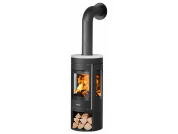 Justus Kaminofen Mino Trios 2.0 Stahl Schwarz mit Abdeckplatte Grau 5 kW
